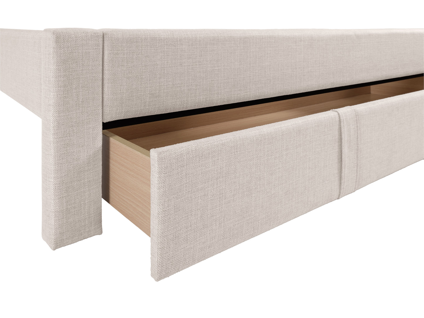 Channel Tufted Beige Queen Bed with Storage - FINAL SALE ITEM