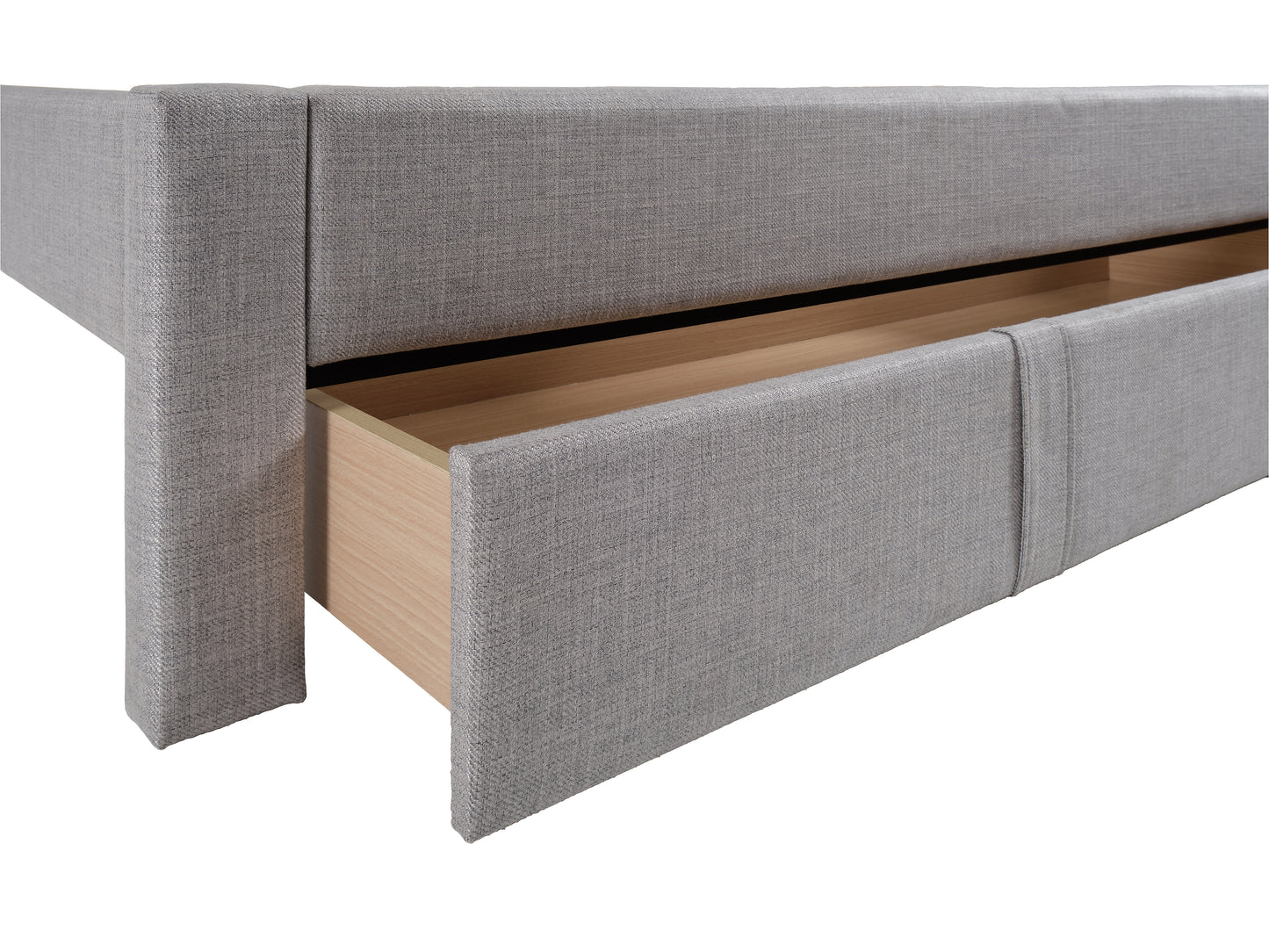 Channel Tufted Grey Double Bed with Storage - FINAL SALE ITEM