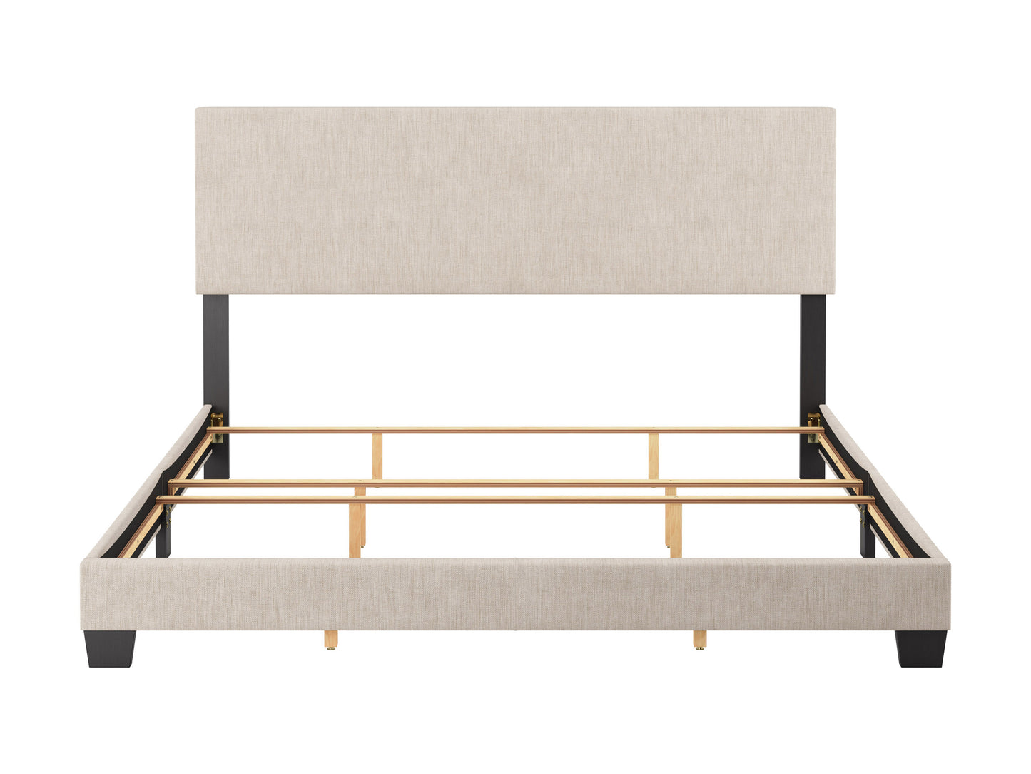 Modern Minimalist Upholstered King Bed, Beige - FINAL SALE ITEM