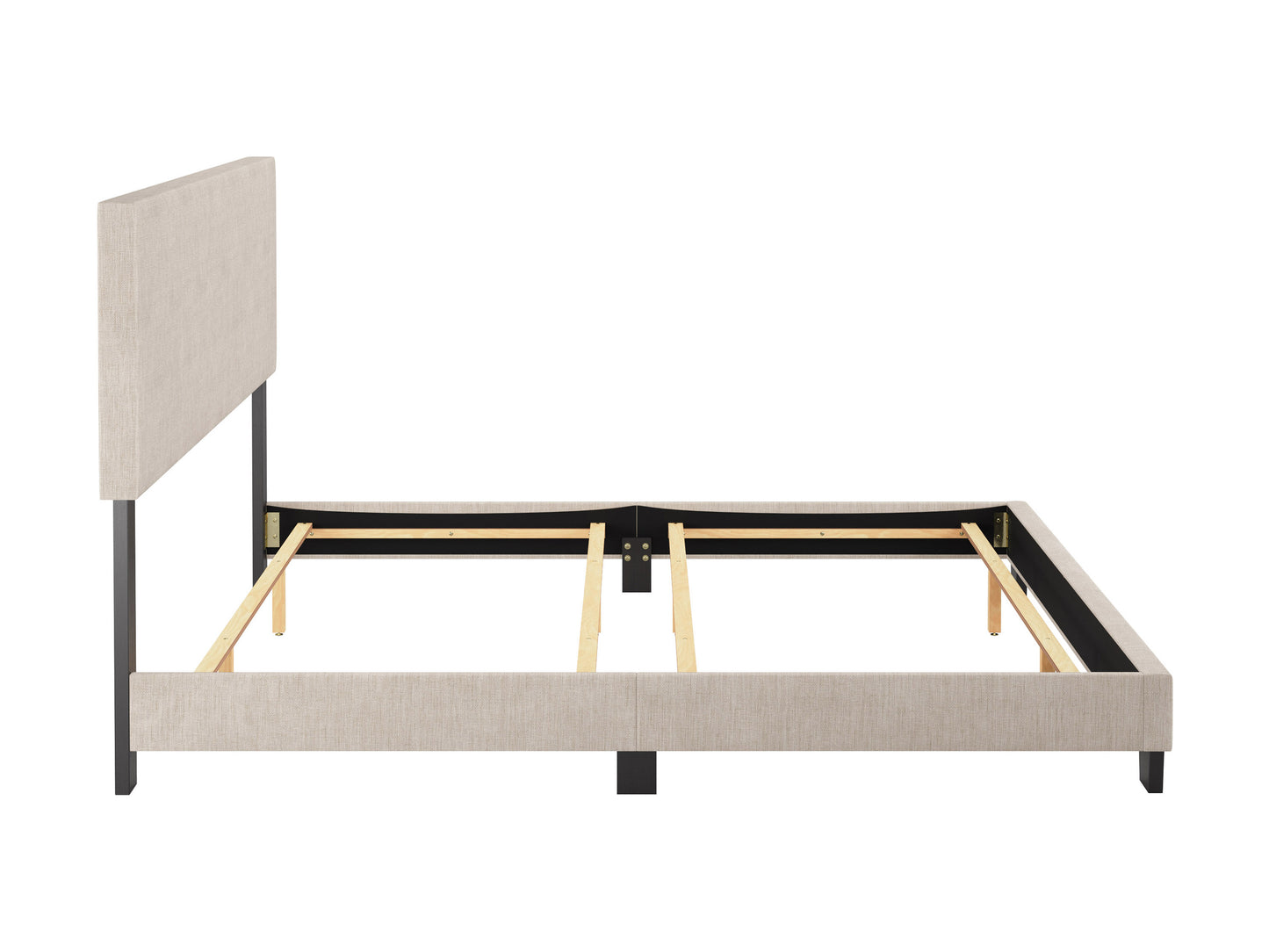 Modern Minimalist Upholstered King Bed, Beige - FINAL SALE ITEM