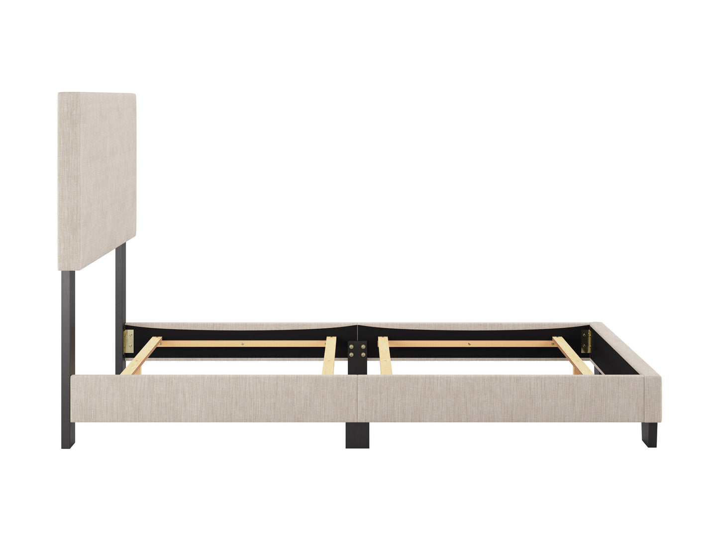 Modern Minimalist Upholstered Single Bed, Beige - FINAL SALE ITEM