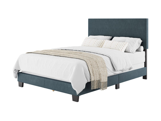 Modern Minimalist Upholstered Full Bed, Blue - FINAL SALE ITEM