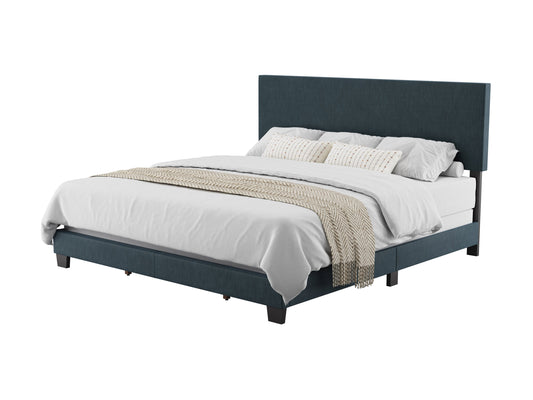 Modern Minimalist Upholstered King Bed, Blue - FINAL SALE ITEM