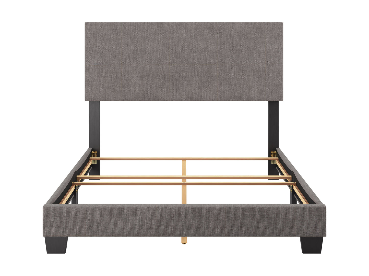 Modern Minimalist Upholstered Full Bed, Dark Gray