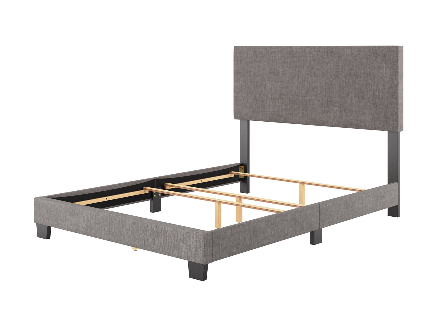 Modern Minimalist Upholstered Full Bed, Dark Gray