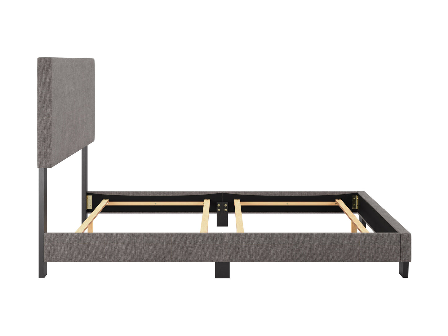 Modern Minimalist Upholstered Full Bed, Dark Gray