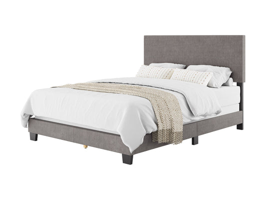 Modern Minimalist Upholstered Queen Bed, Dark Gray - FINAL SALE ITEM
