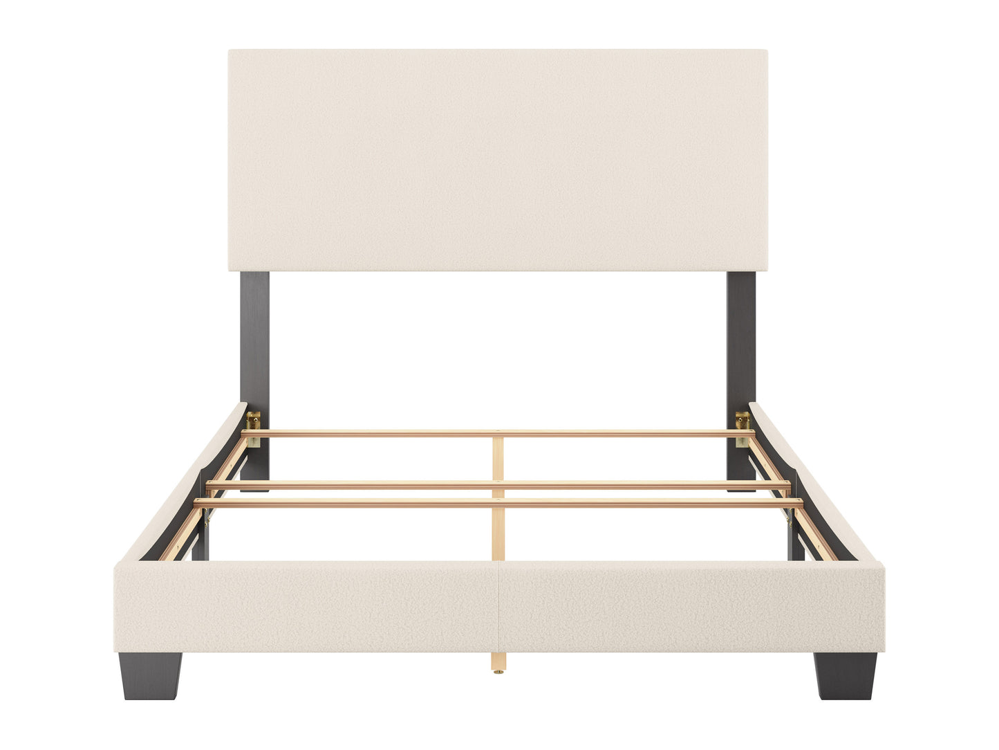 Modern Minimalist Boucle Full Bed, Off White - FINAL SALE ITEM