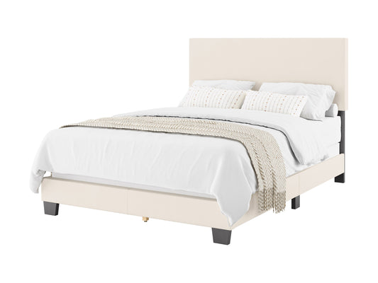 Modern Minimalist Boucle Full Bed, Off White - FINAL SALE ITEM