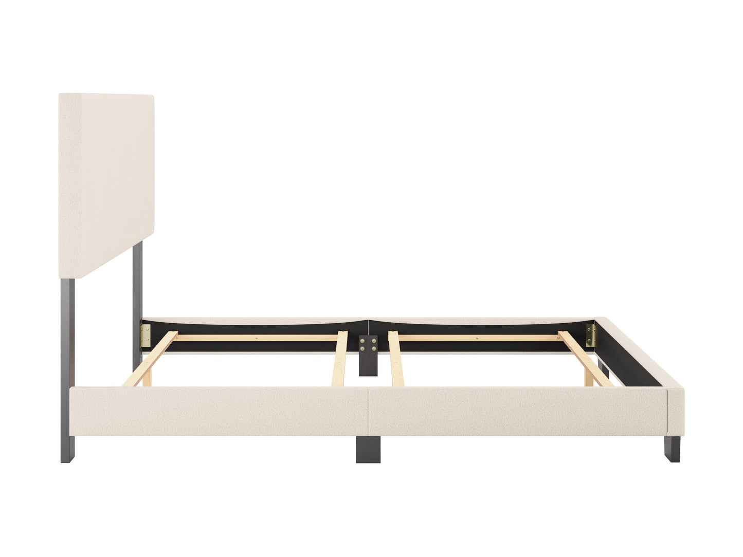 Modern Minimalist Boucle Full Bed, Off White - FINAL SALE ITEM