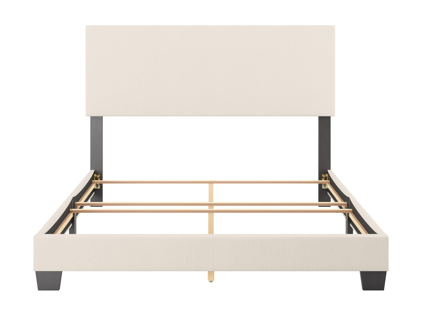 Modern Minimalist Boucle Queen Bed, Off White - FINAL SALE ITEM