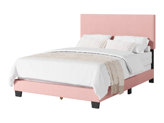 Modern Minimalist Boucle Full Bed, Pink - FINAL SALE ITEM