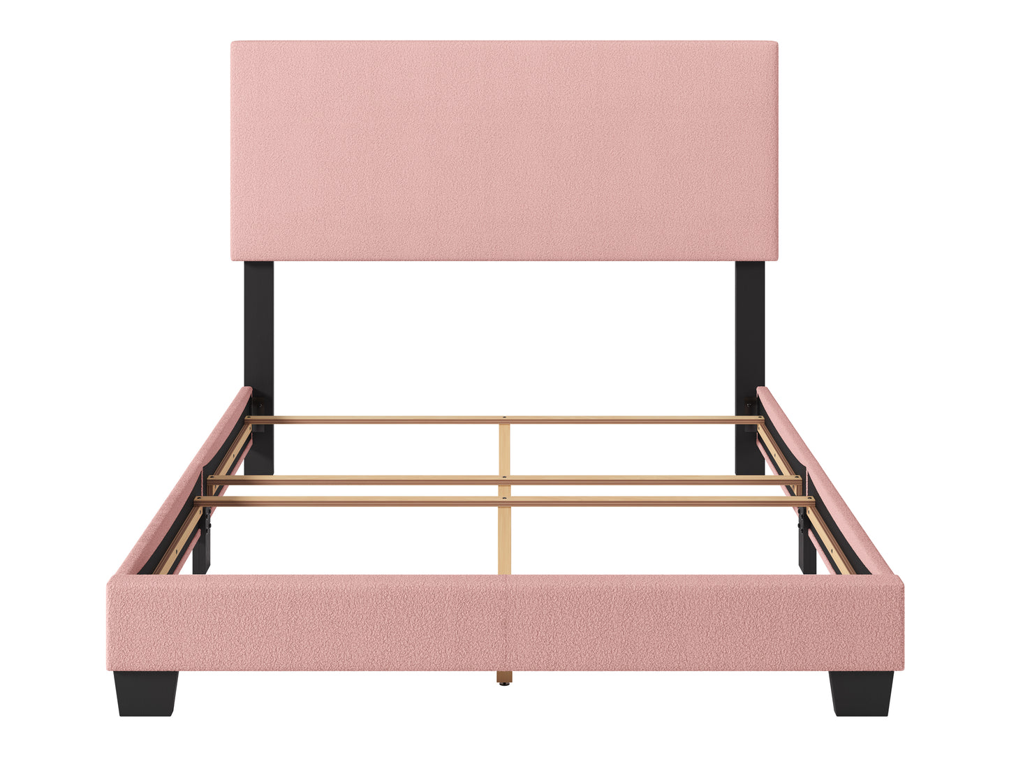 Modern Minimalist Boucle Single Bed, Pink - FINAL SALE ITEM