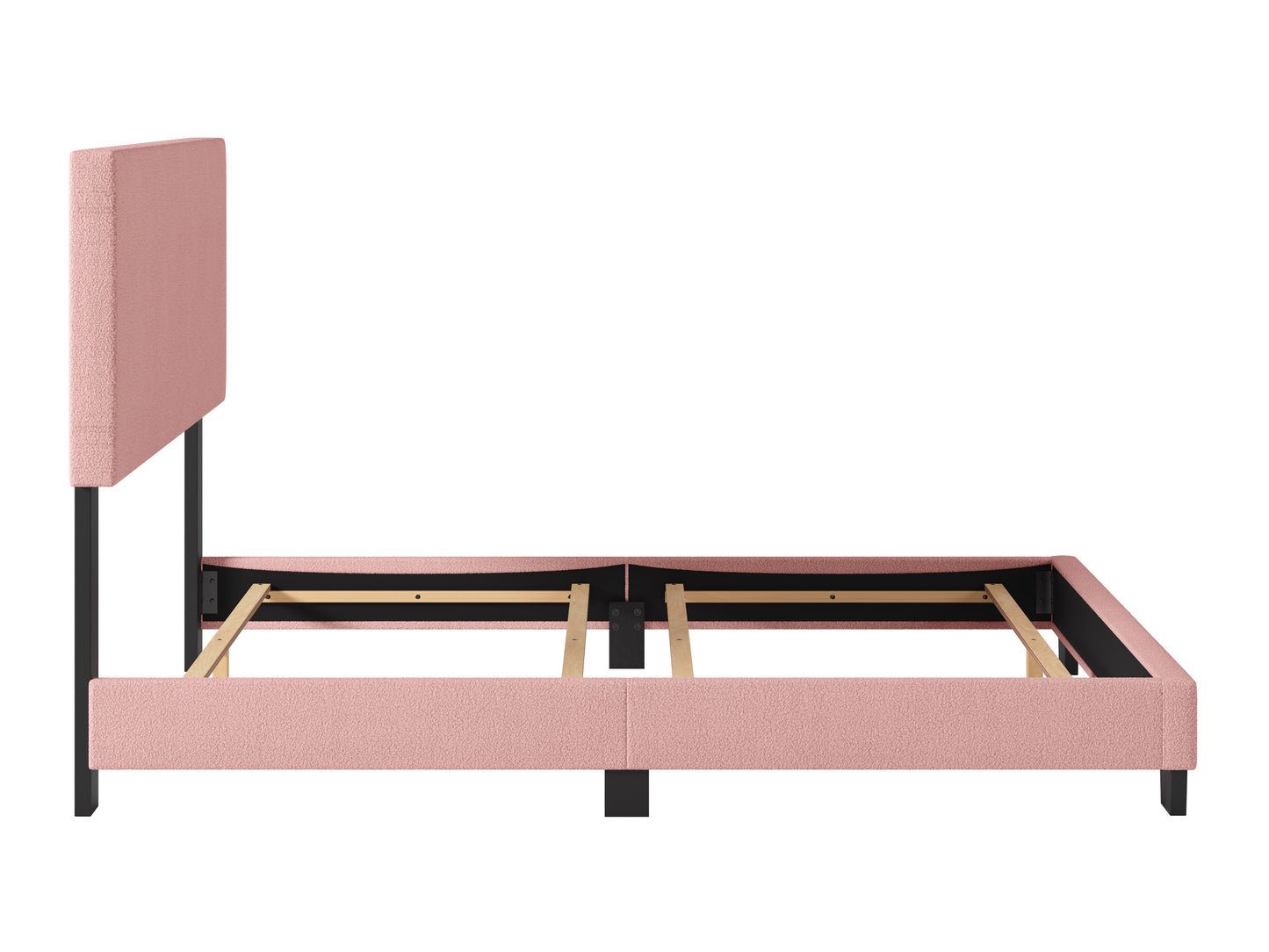 Modern Minimalist Boucle Single Bed, Pink - FINAL SALE ITEM