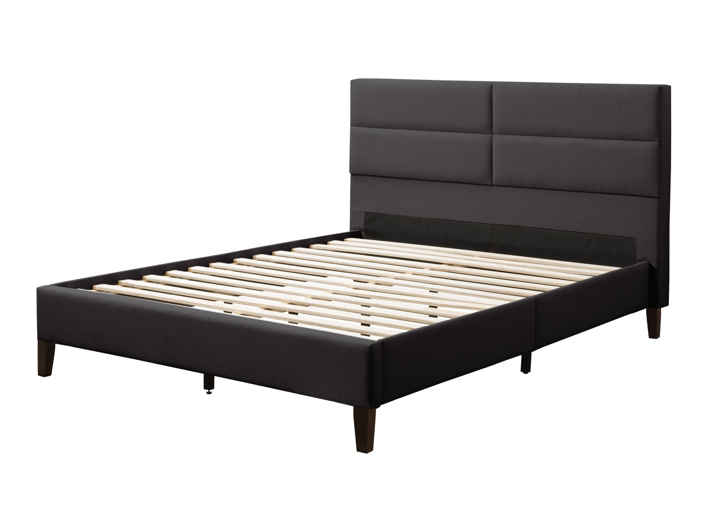 Dark Grey Upholstered Double Bed