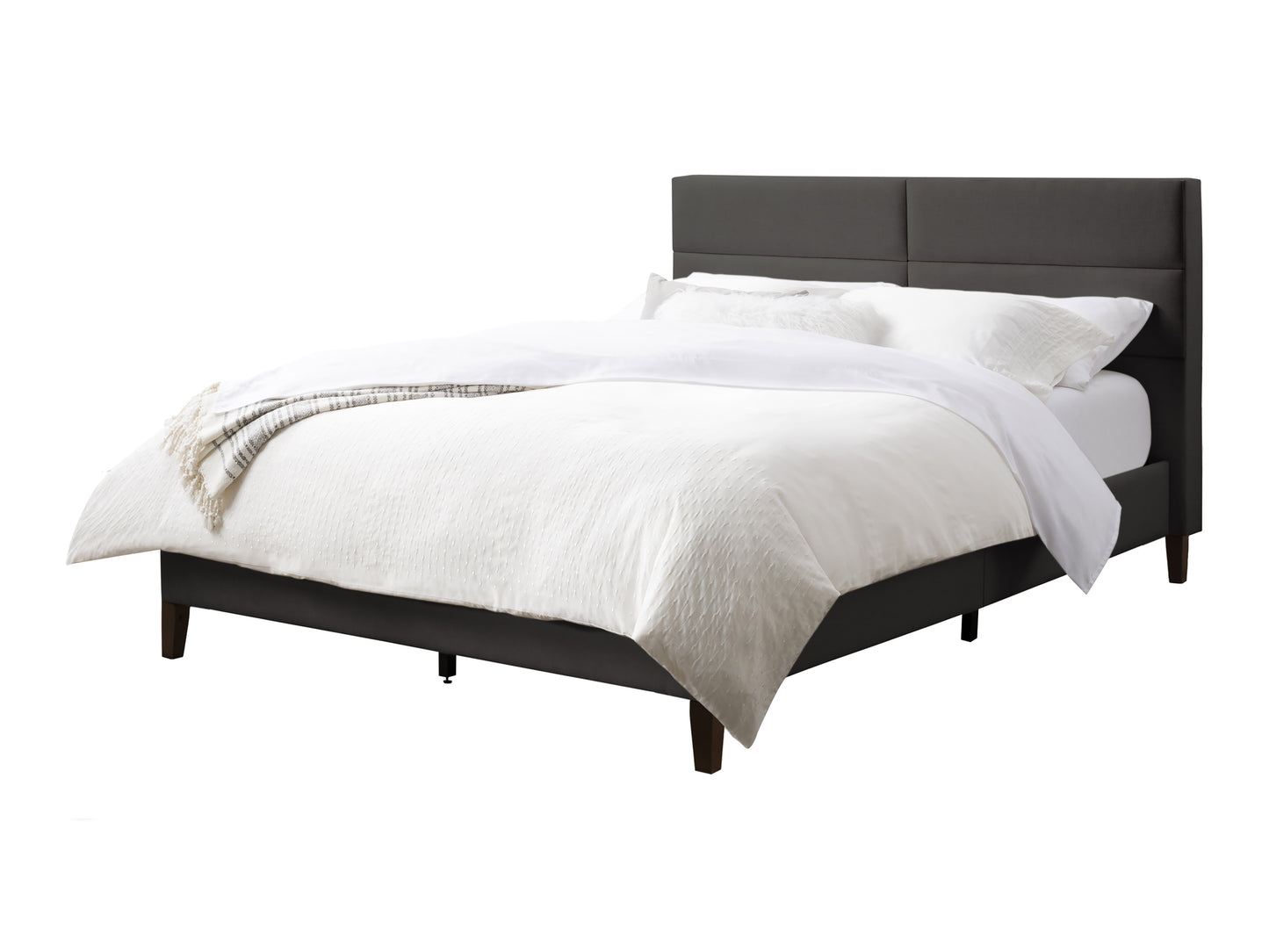 Dark Grey Upholstered King Bed
