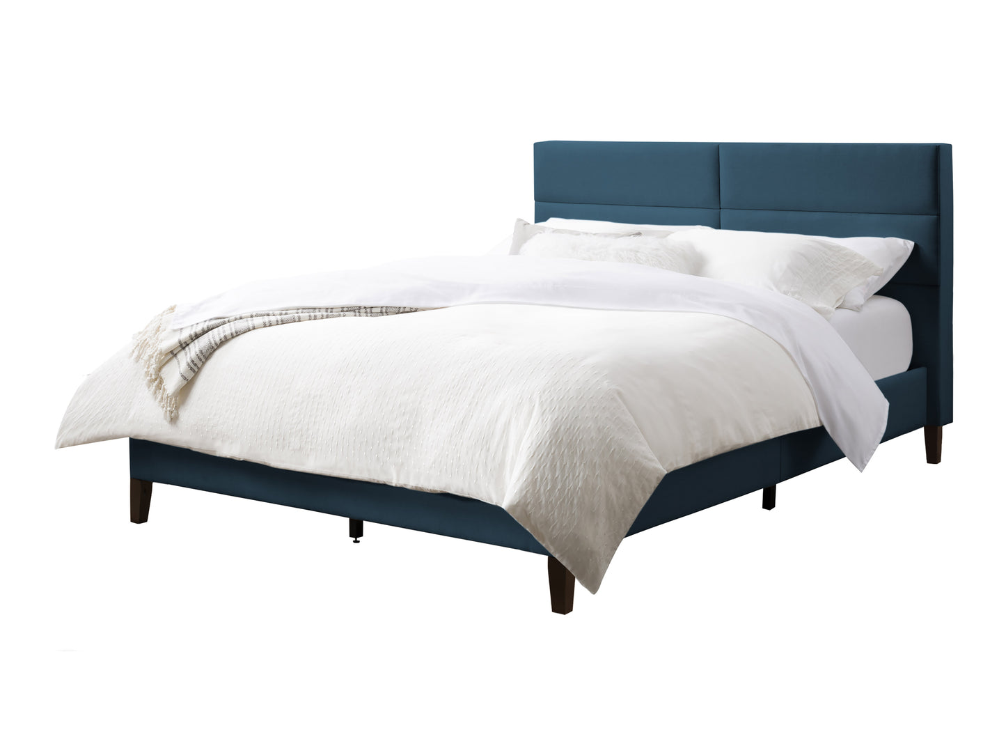 Blue Upholstered Queen Bed