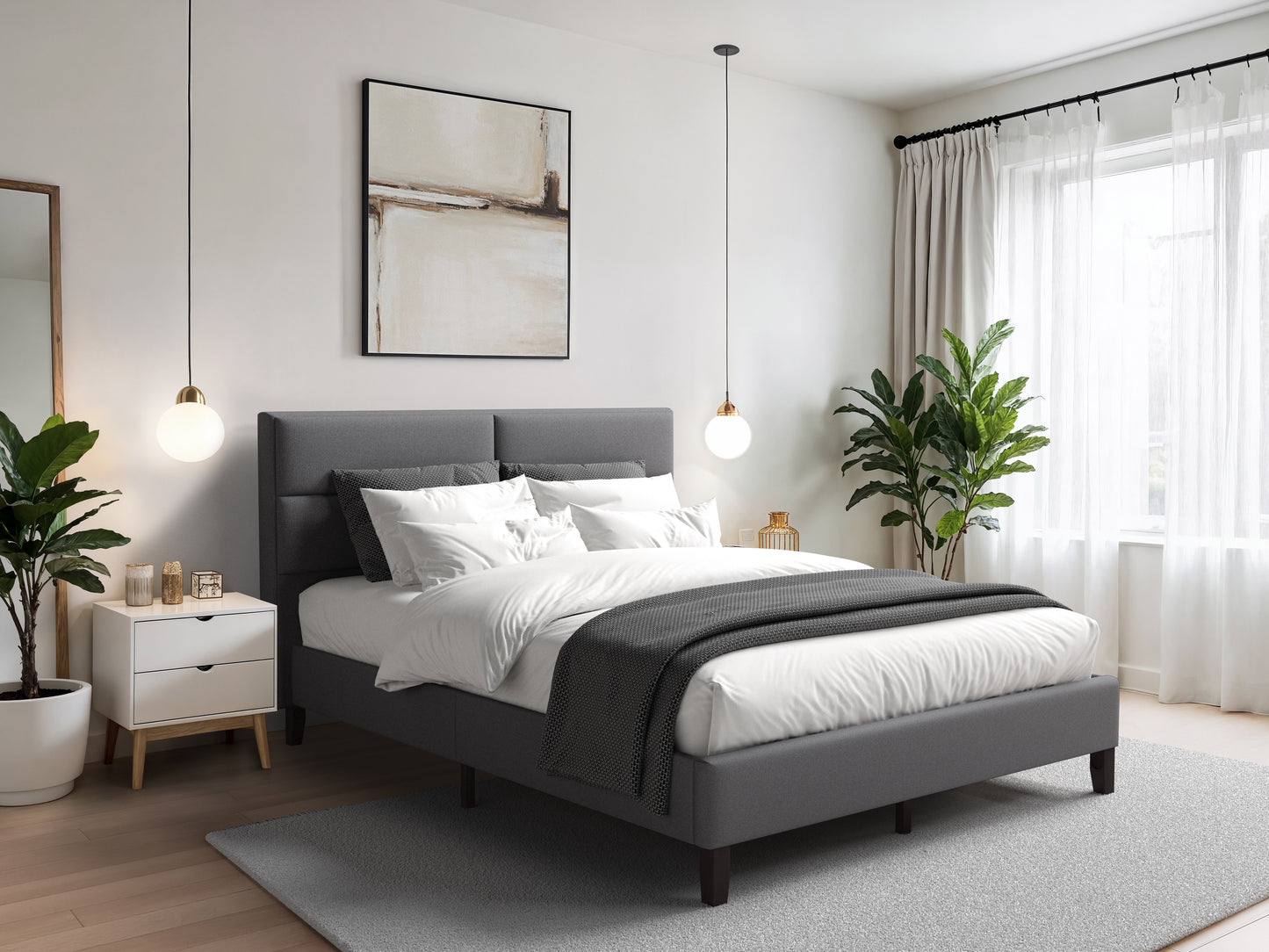 Light Grey Upholstered Single Bed - FINAL SALE ITEM