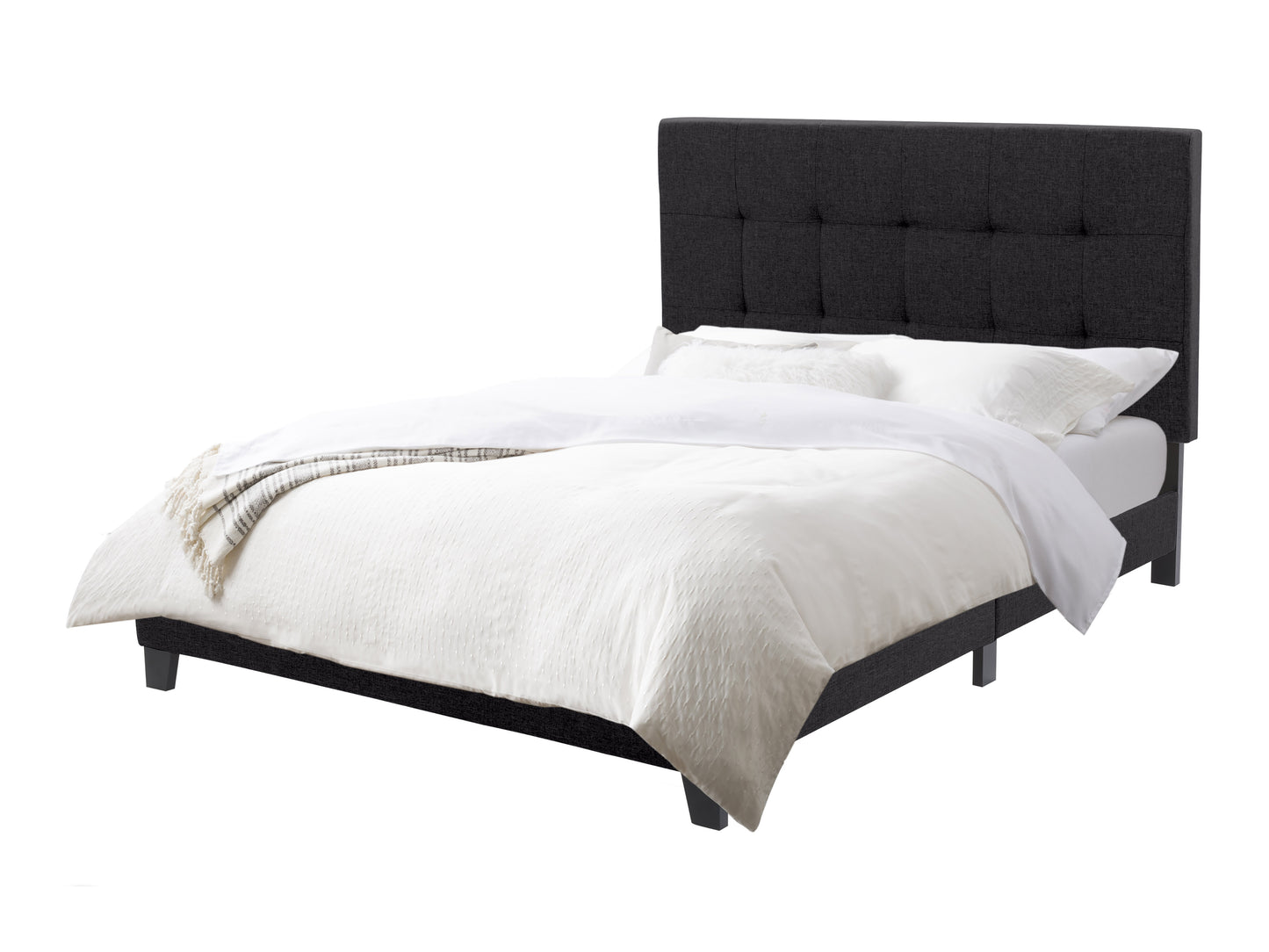 Black Tufted Queen Fabric Bed - FINAL SALE ITEM