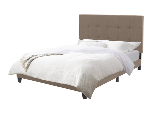 Warm Stone Tufted Double Fabric Bed - FINAL SALE ITEM