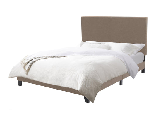 Warm Stone Fabric Queen Bed with Slats - FINAL SALE ITEM