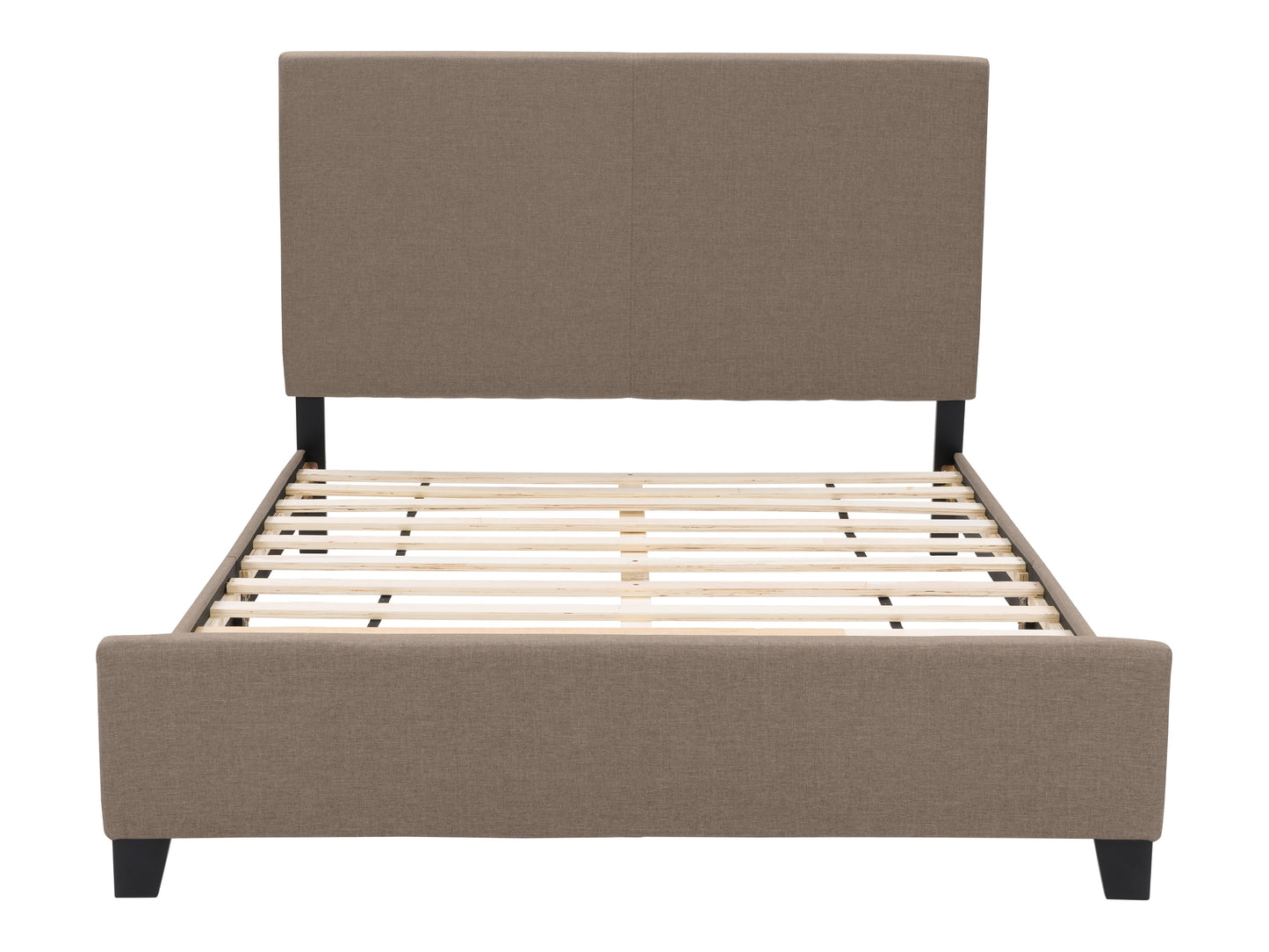 Warm Stone Fabric Single Bed with Slats - FINAL SALE ITEM