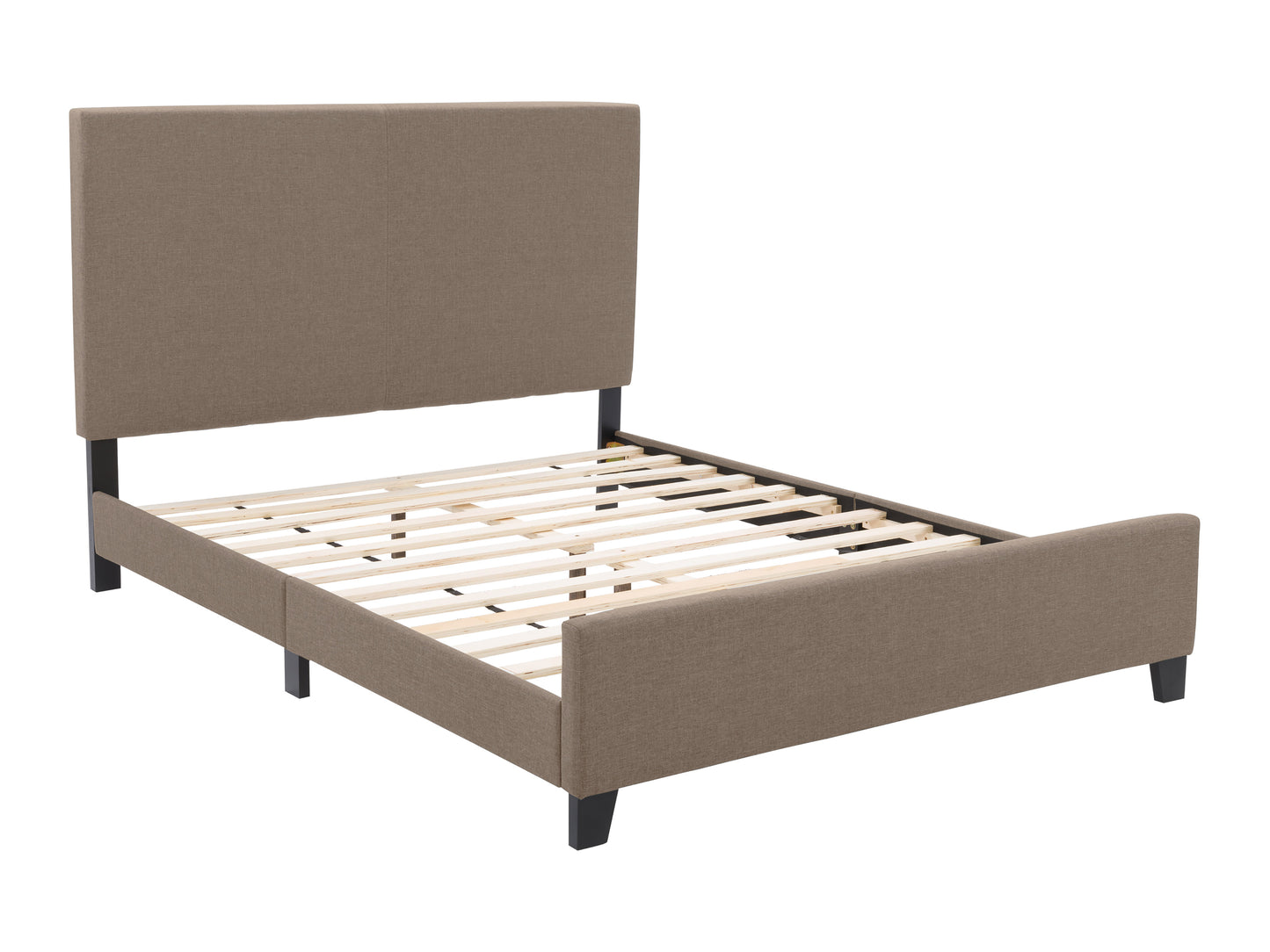 Warm Stone Fabric Single Bed with Slats - FINAL SALE ITEM