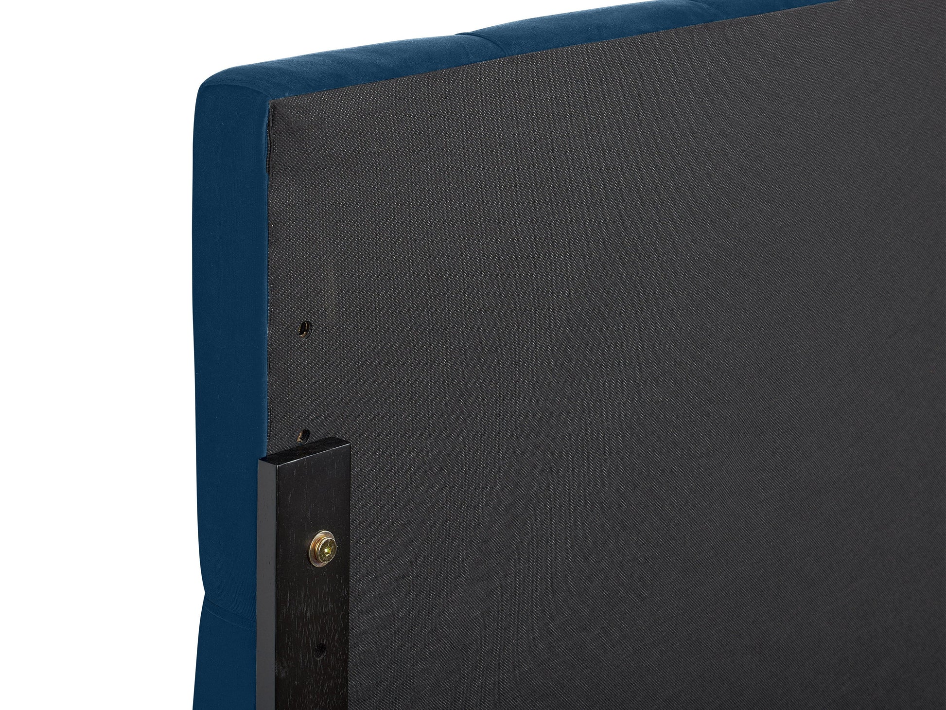 Navy blue velvet headboard, queen size, with tufted design and sleek modern style.