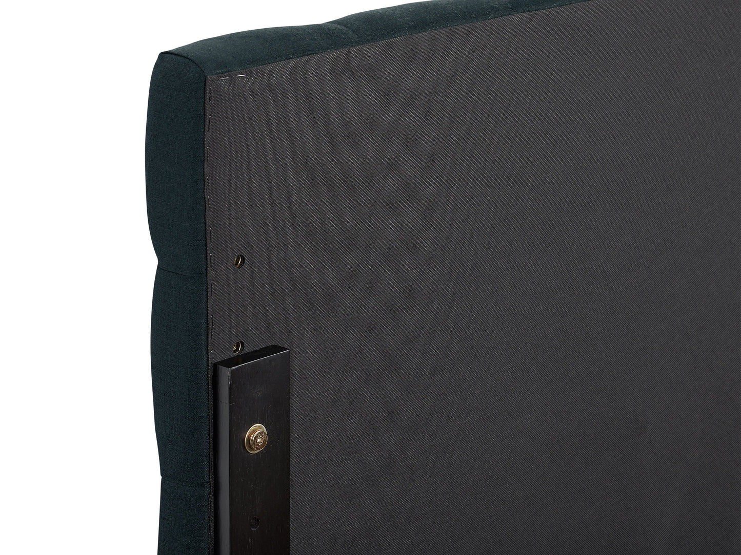 Modern blue fabric king headboard with tufted design and sleek minimalist style.