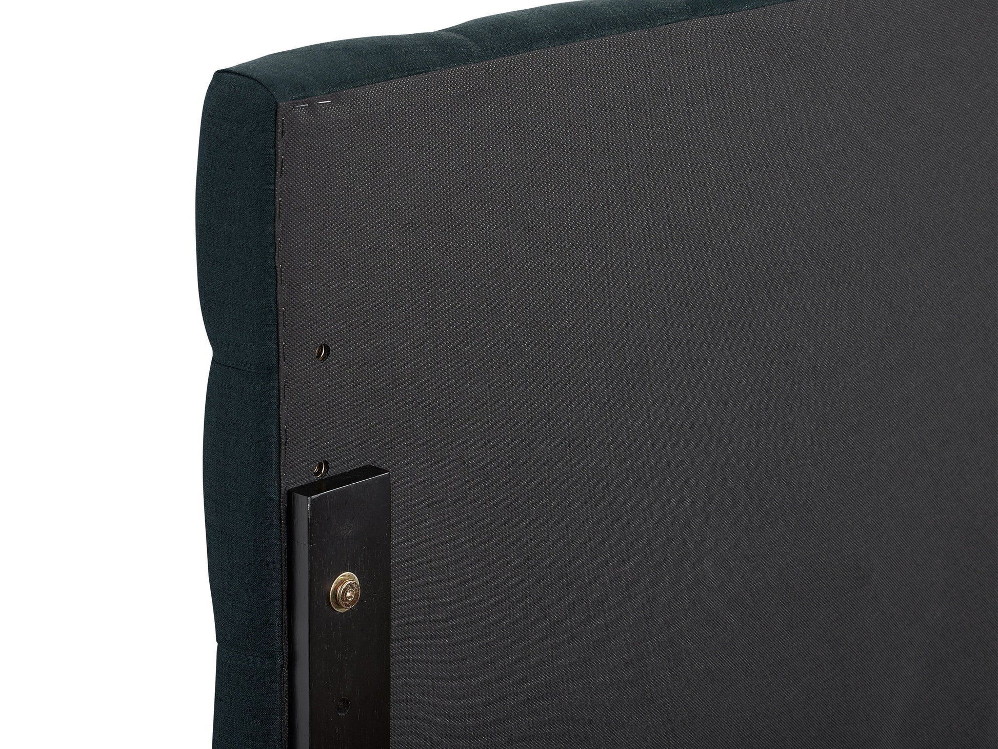 Modern blue fabric king headboard with tufted design and sleek minimalist style.