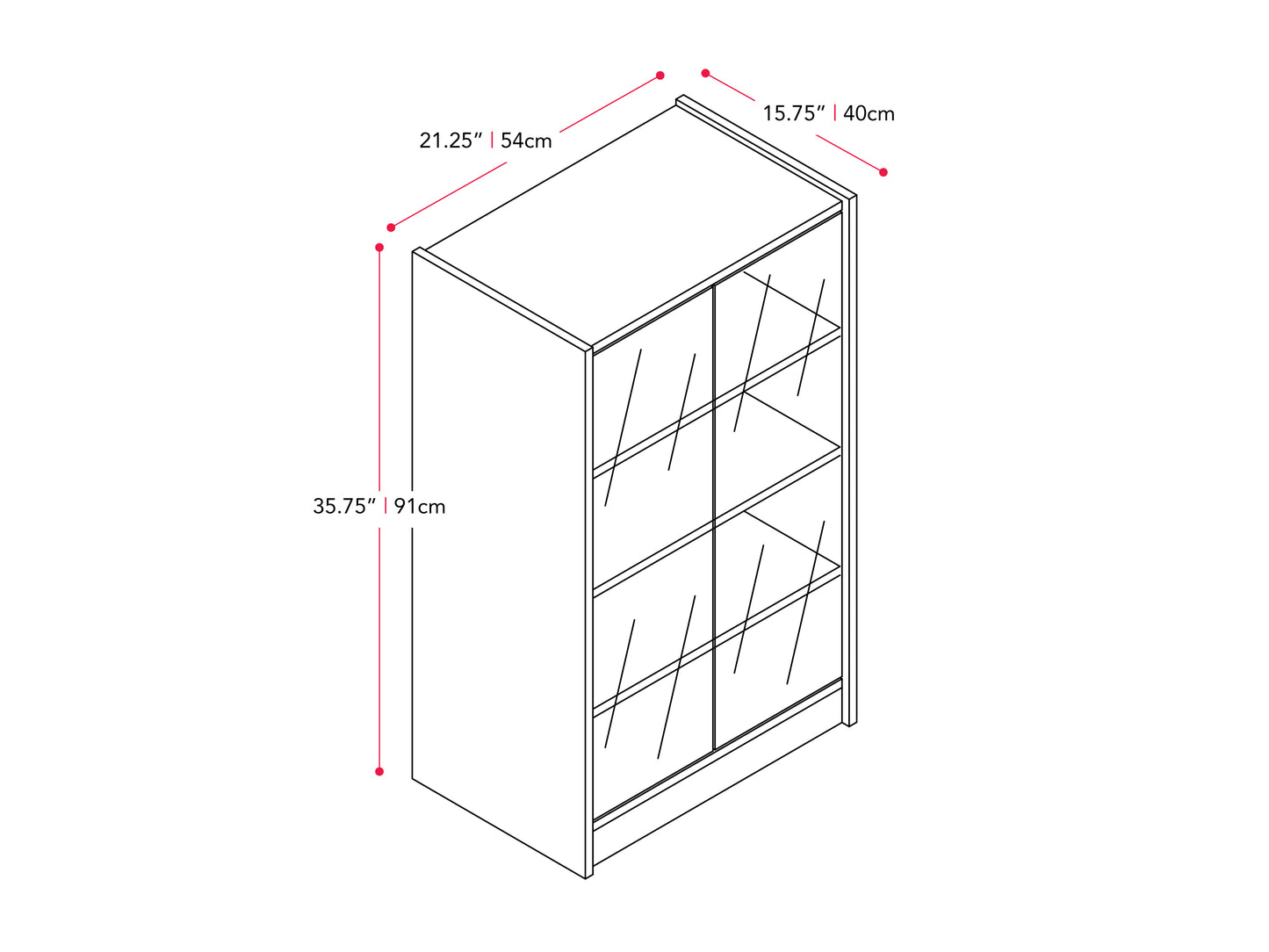 Media Storage Cabinet with Doors, 21"