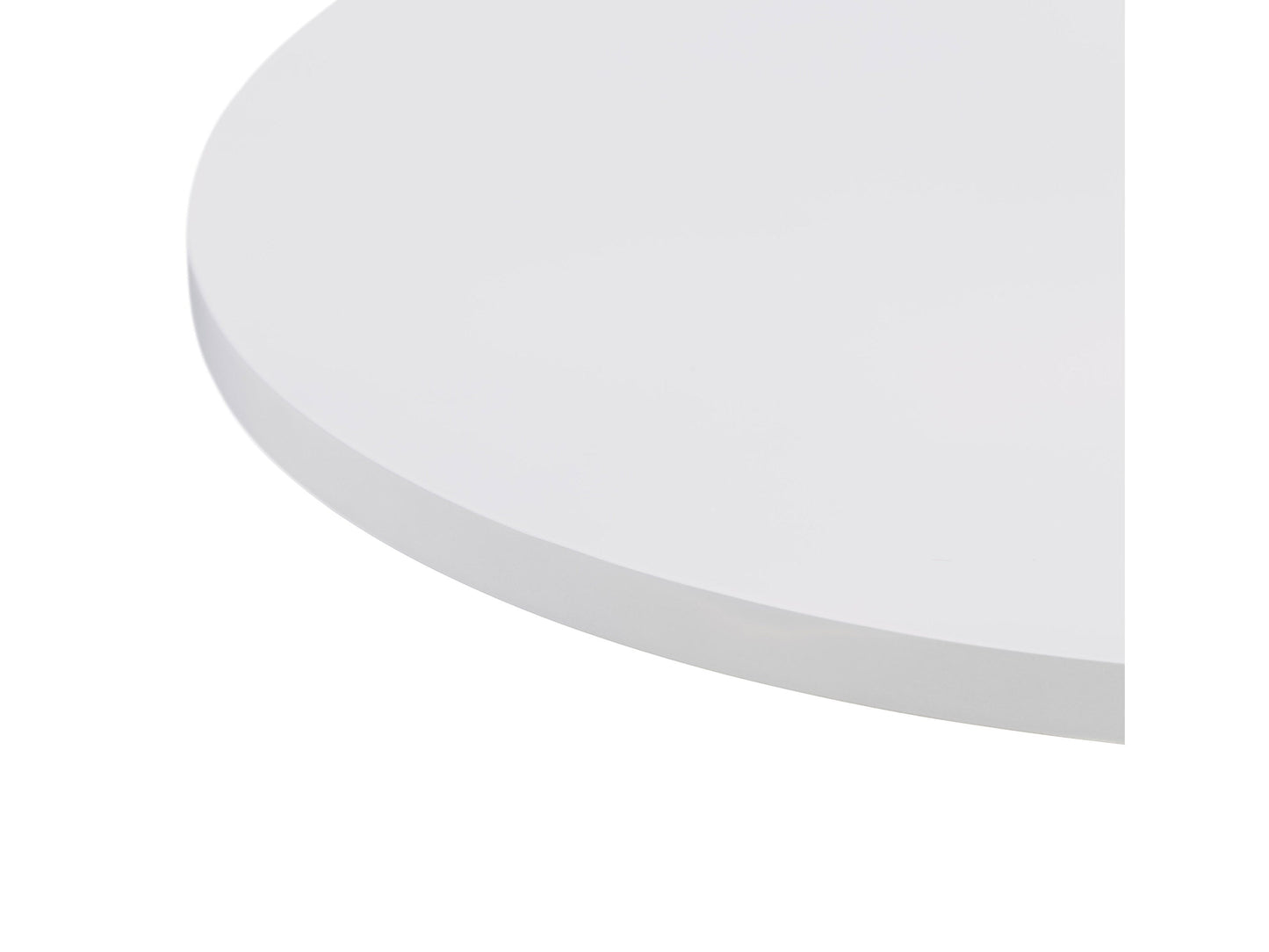 Adjustable height bar table, round white top, sleek chrome base, modern design for home or bar use.