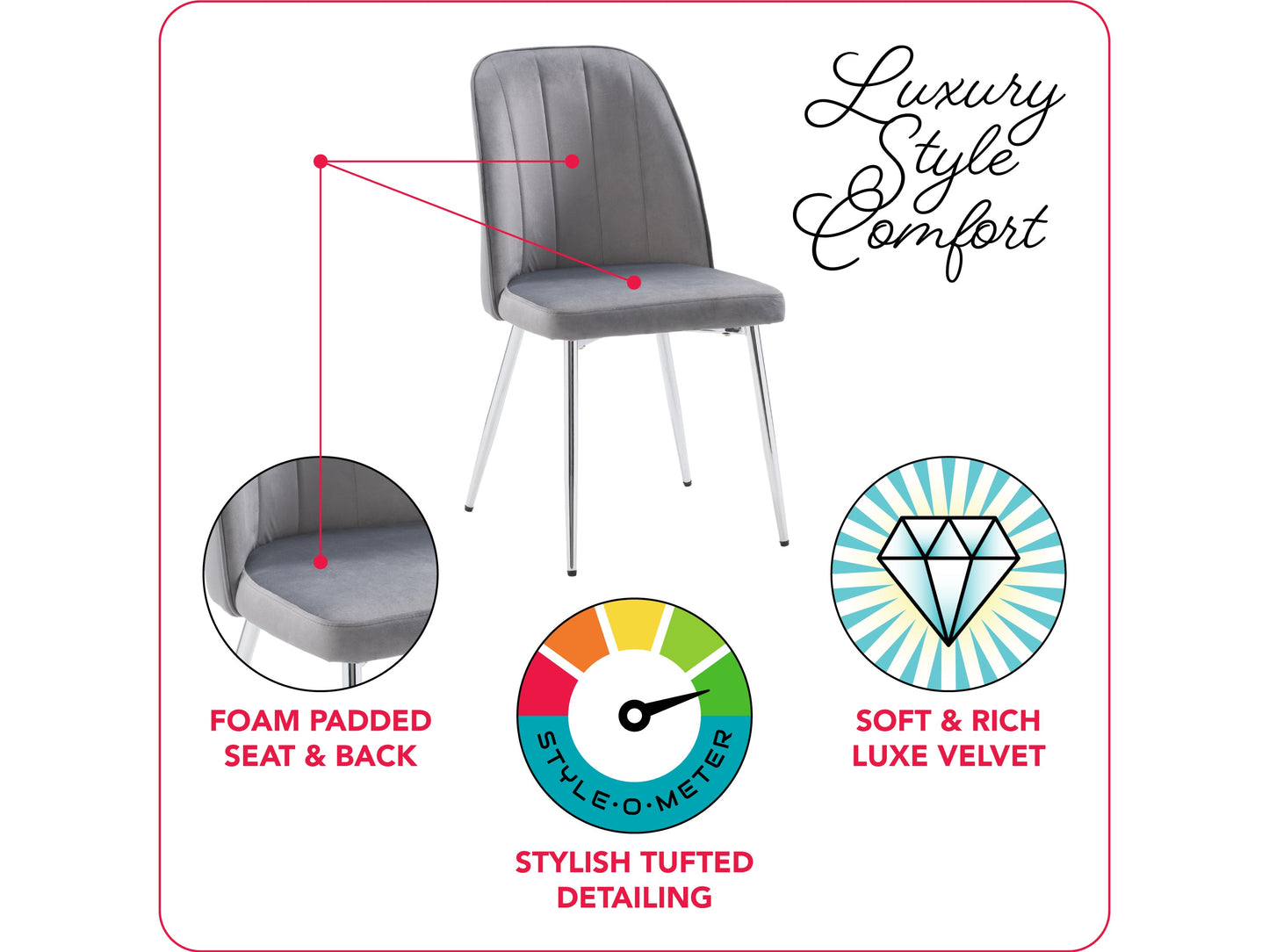 Grey velvet dining chairs set of 2 with tufted backrest, gold metal legs, and elegant modern design.