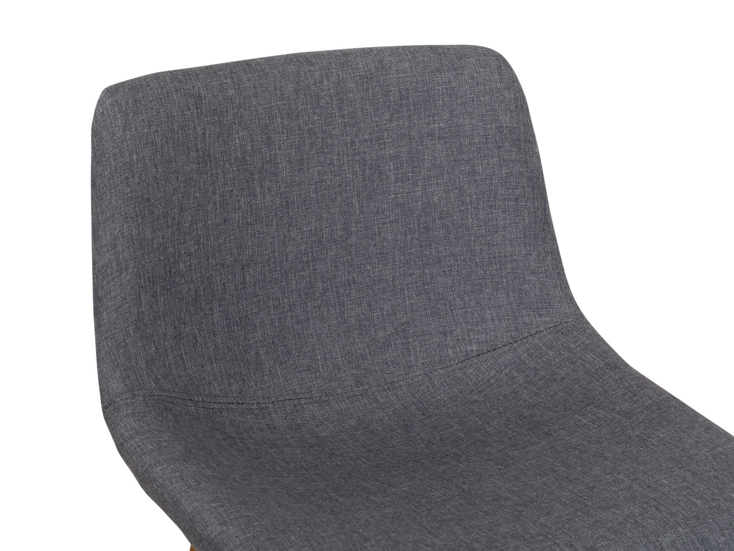 Grey wood bar stools set with cushioned seats, curved backs, and sturdy wooden legs, perfect for modern kitchens and bars.