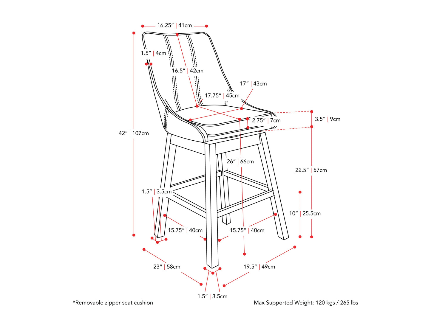Beige modern bar stools with cushioned seats, sleek black metal legs, and a contemporary design.