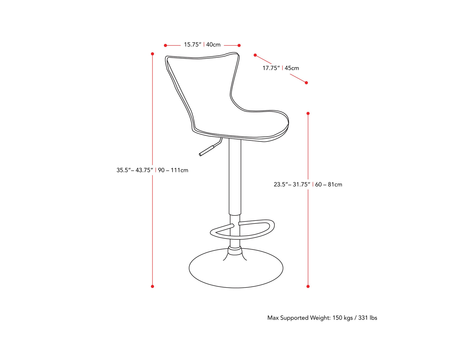 Black swivel bar stools, set of 2, with padded seats, sleek metal legs, and a modern design.