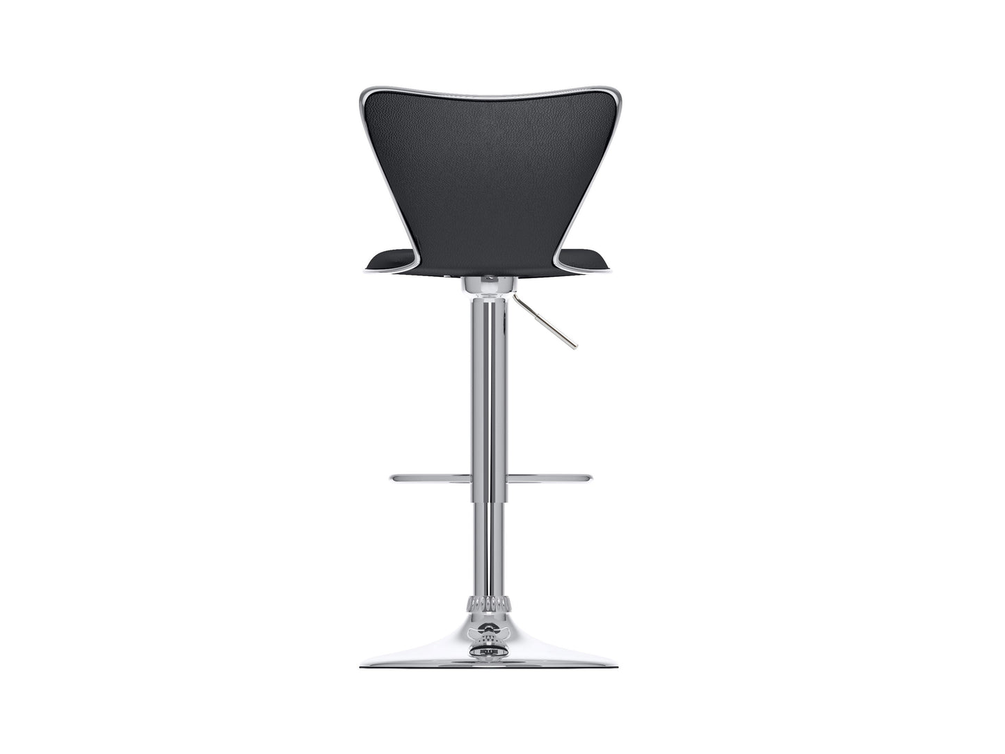 Set of 2 black swivel bar stools with cushioned seats, metal frames, and footrests - modern kitchen or bar seating.