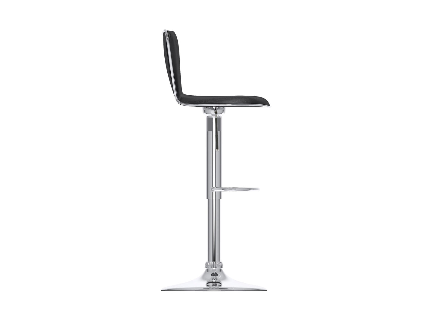 Black swivel bar stools set of 2 with cushioned seats, metal frames, and footrests, perfect for modern kitchens or bars.