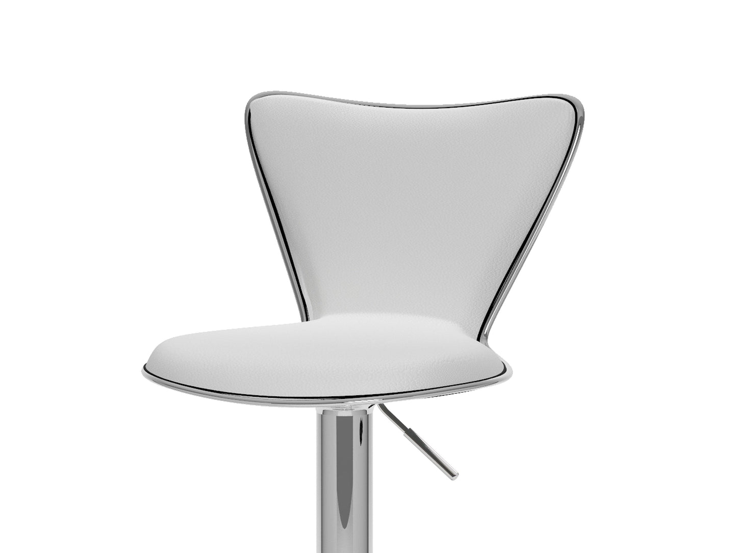 White swivel bar stools, set of 2, with cushioned seats, chrome base, and footrest for modern kitchen or bar area.
