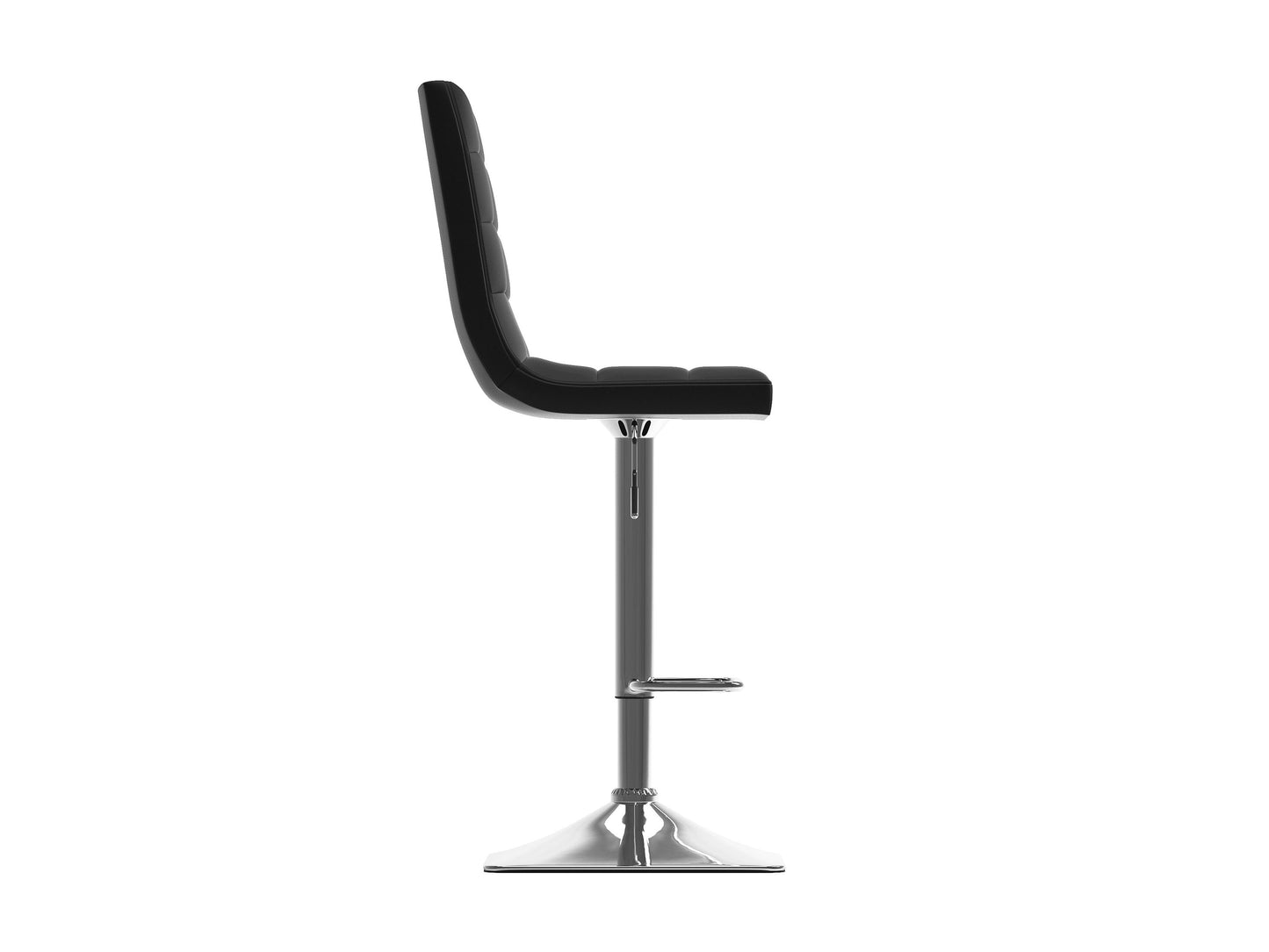 Black high back bar stools set of 2 with sleek metal legs and cushioned seats, modern design for kitchen or bar areas.