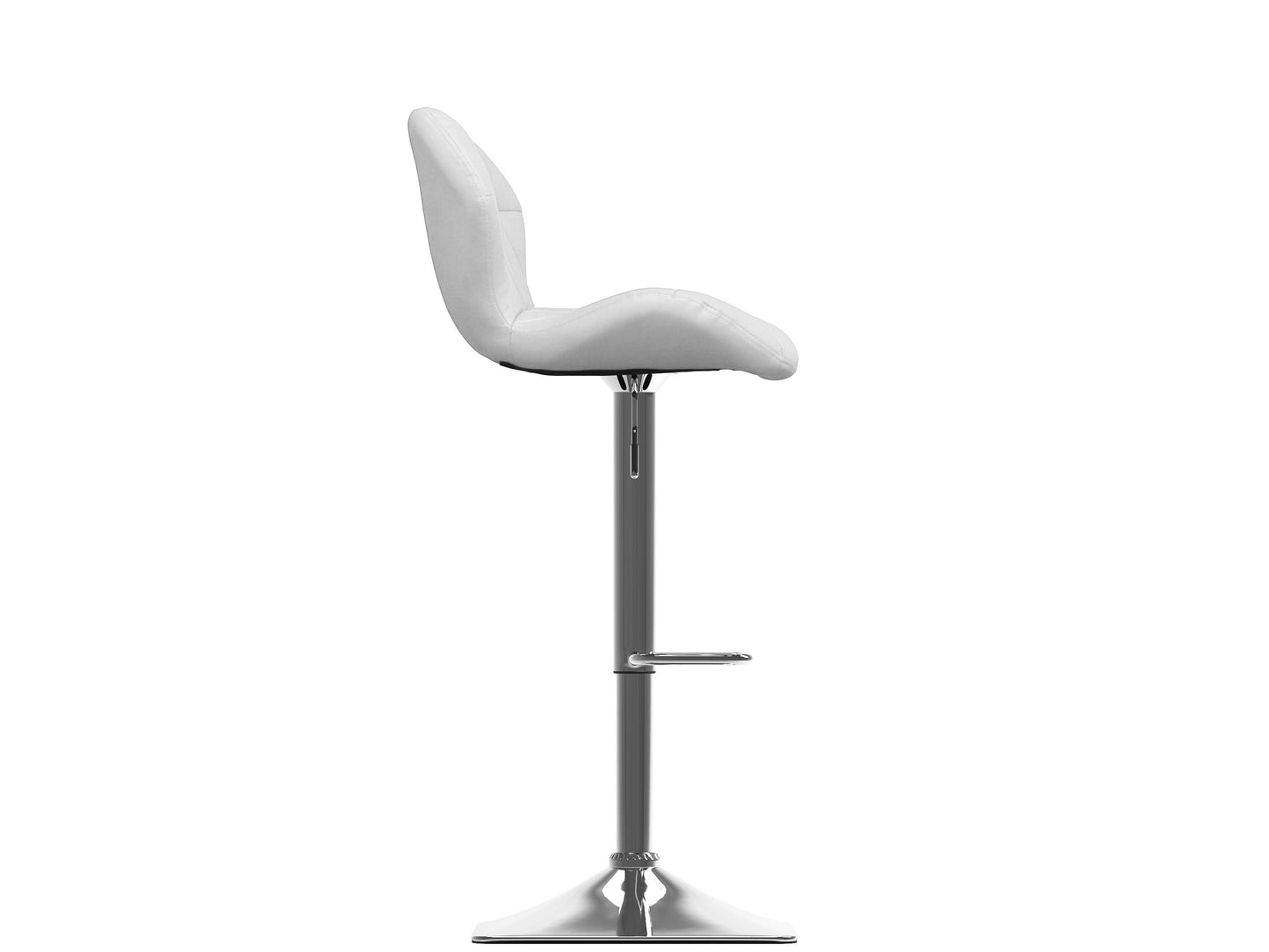 White bar stools with backs, set of 2, featuring cushioned seats, chrome legs, and modern design.