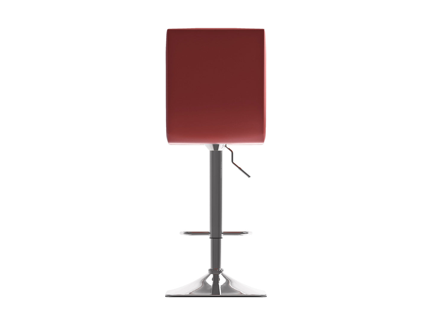 Red high back bar stools set of 2 with cushioned seats, sleek black metal legs, and modern design.
