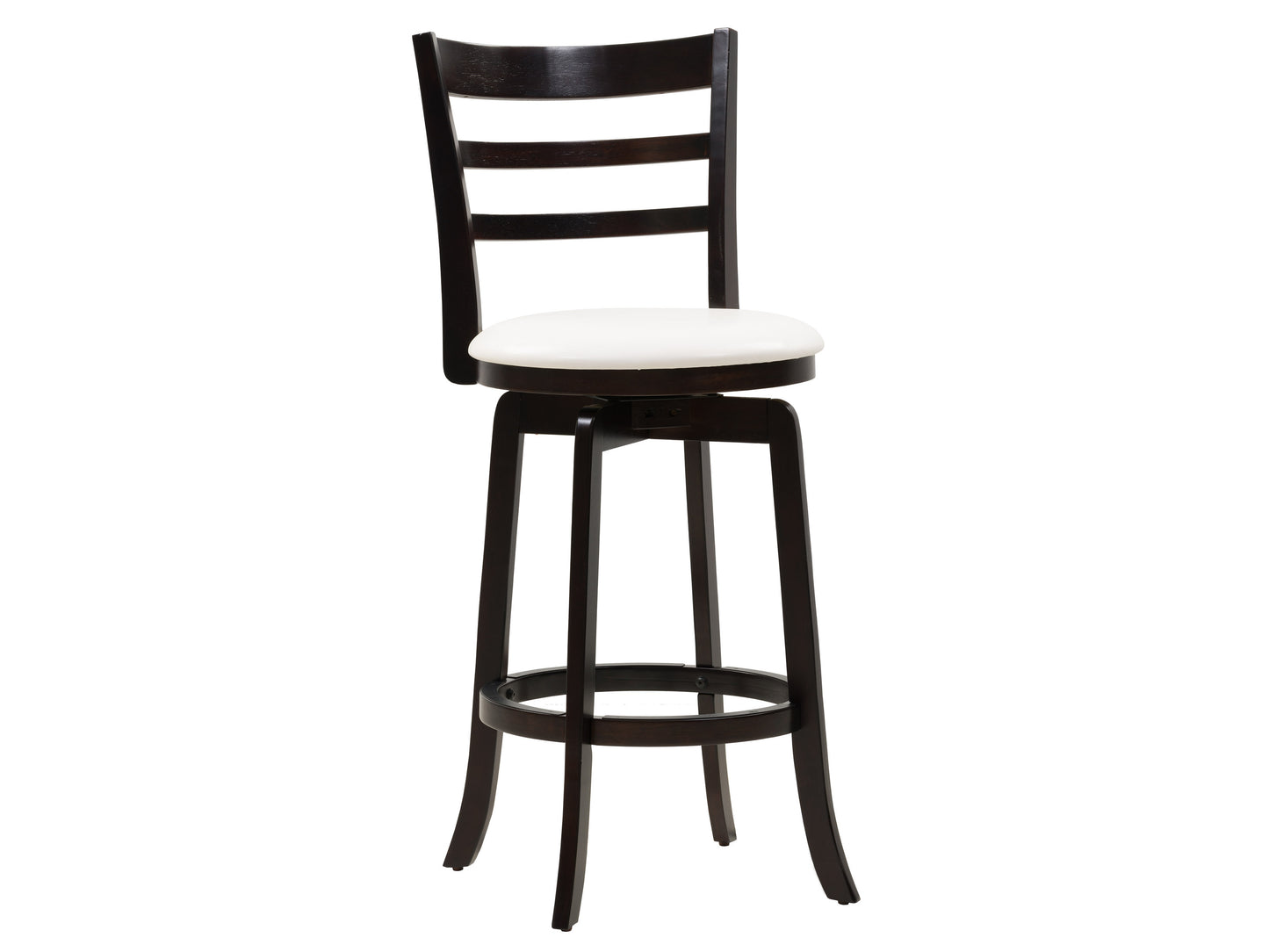 Dark wood bar stool with sleek black metal frame, featuring a contoured wooden seat and backrest. Ideal for bar height counters, combining modern industrial design with durable materials.