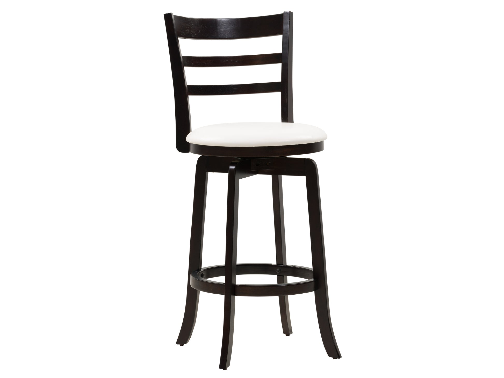 Dark wood bar stool with sleek black metal frame, featuring a contoured wooden seat and backrest. Ideal for bar height counters, combining modern industrial design with durable materials.
