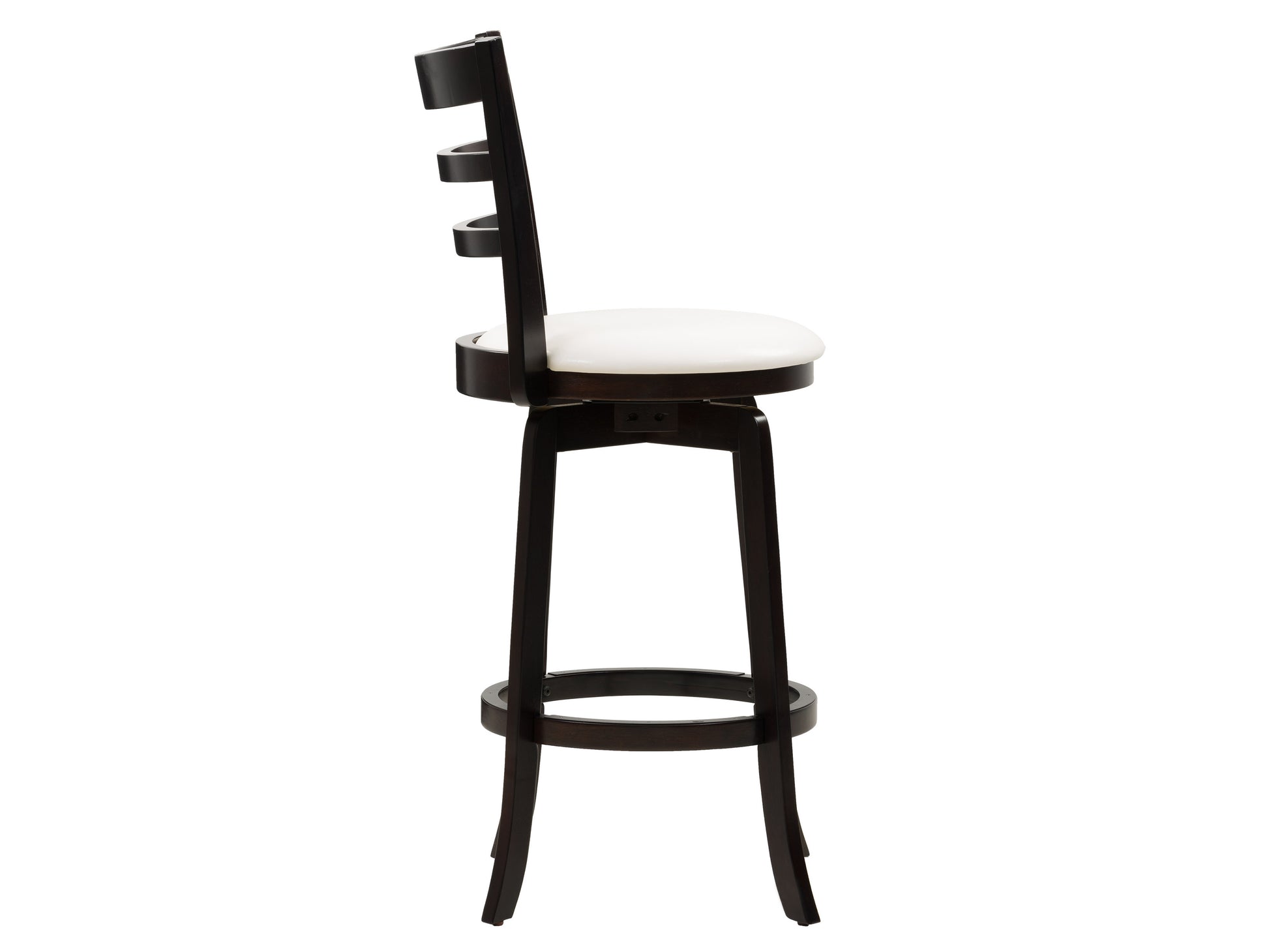 Rustic wood bar stool with bar height, featuring a natural wood seat and black metal legs with footrest for added comfort. Ideal for kitchen islands, home bars, and dining areas.