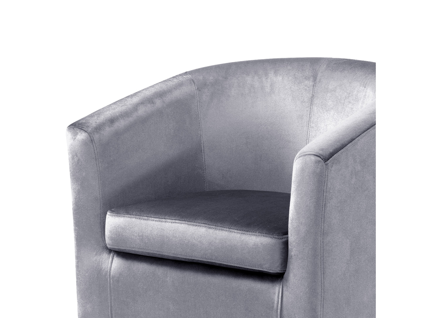 Luxurious velvet barrel accent chair in deep blue with sleek gold metal legs, featuring a curved backrest and plush cushioning for ultimate comfort and style.