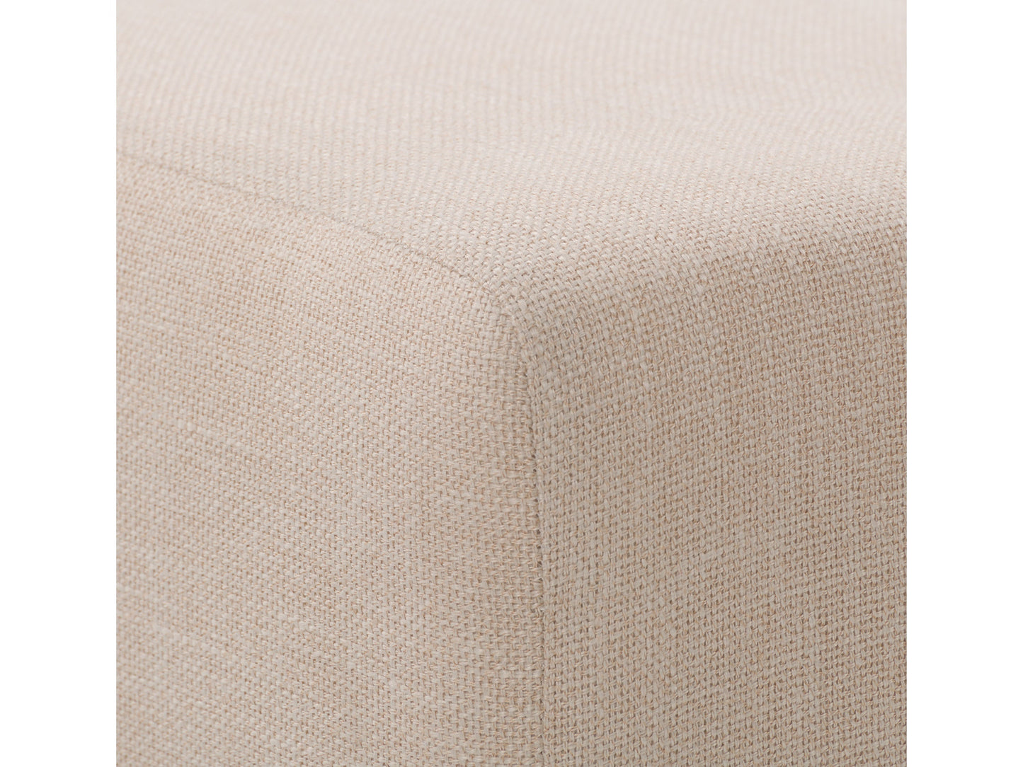 Cream accent bench with tufted upholstery, wooden legs, and minimalist design.