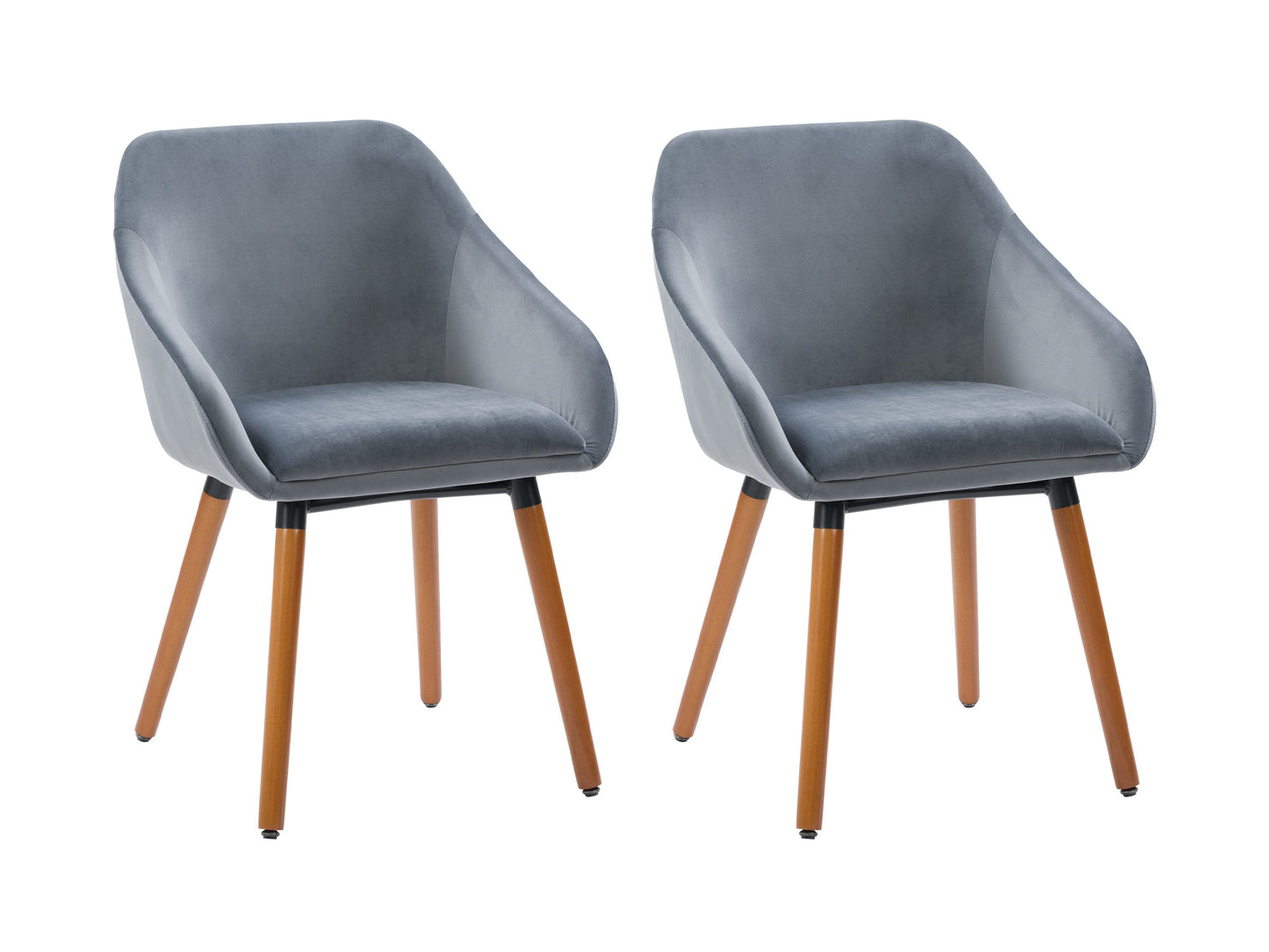 Grey velvet dining chairs set of 2 with gold metal legs, plush upholstery, and modern design.