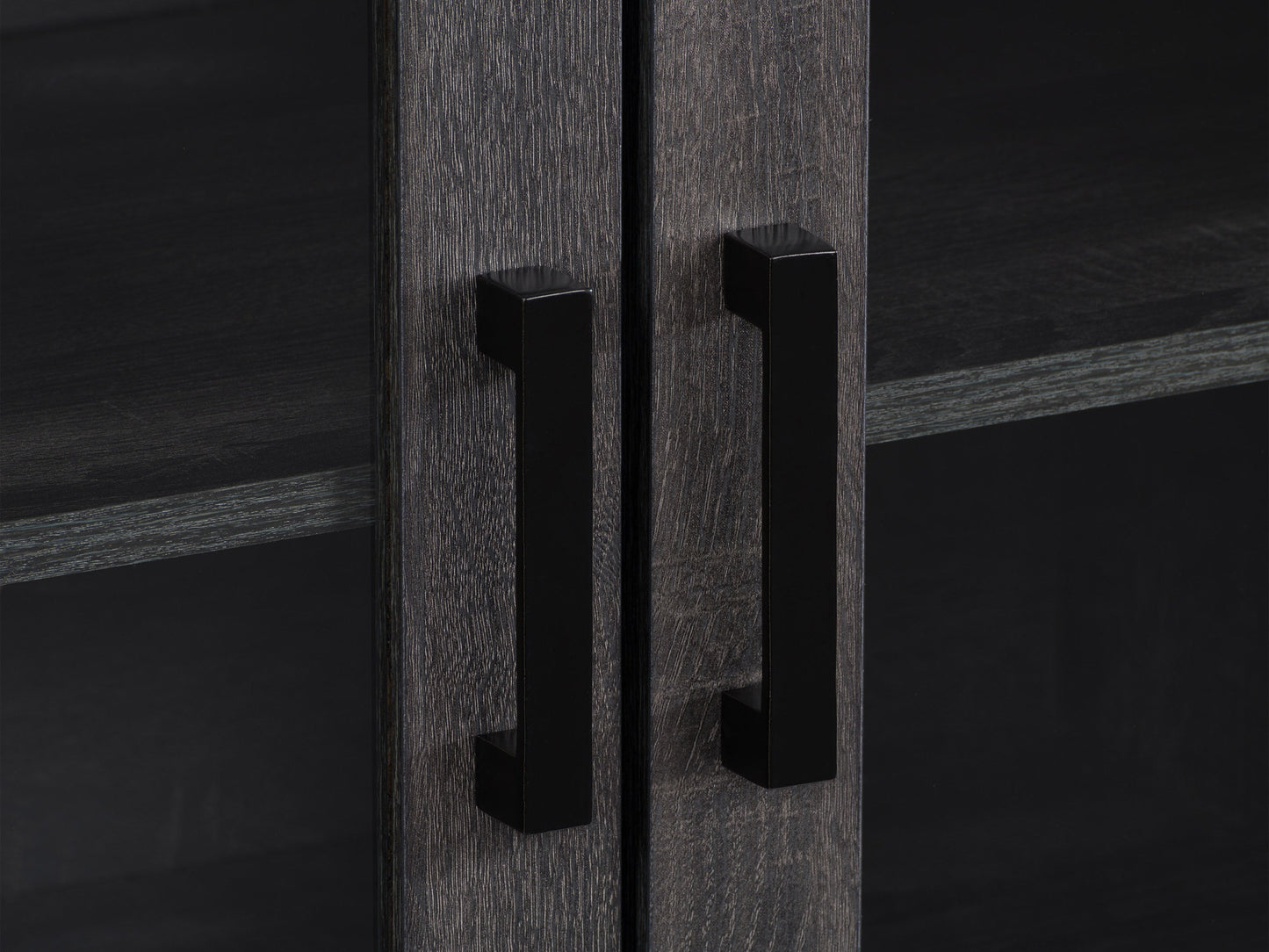 Dark grey TV bench for 95" TVs, sleek design, ample storage, and sturdy wooden construction.