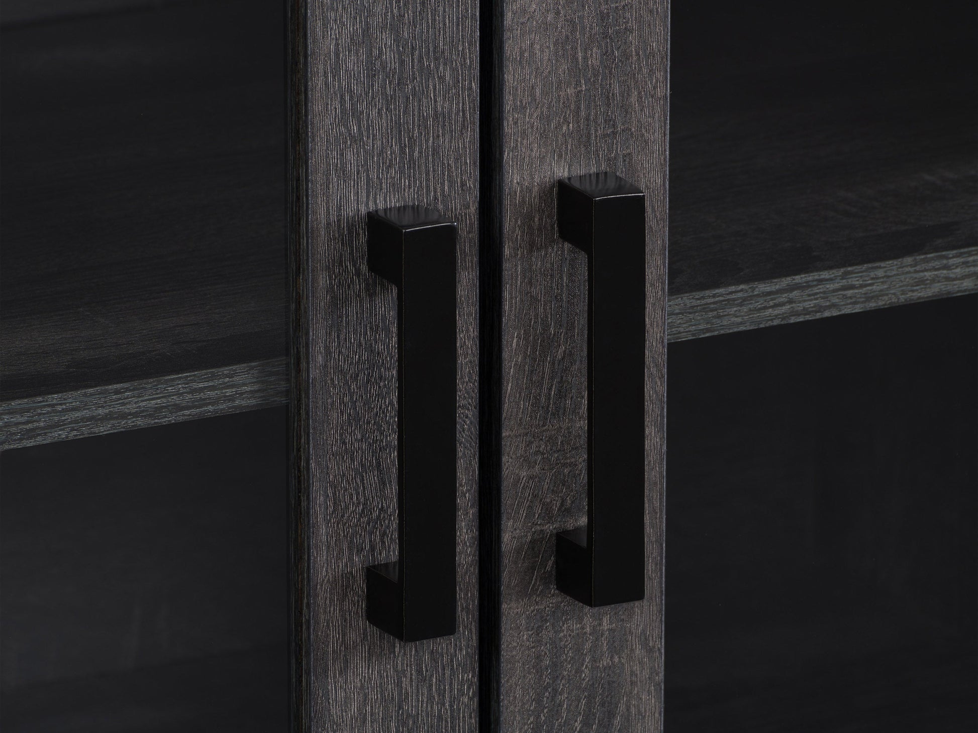Dark grey TV bench for 95" TVs, sleek design, ample storage, and sturdy wooden construction.